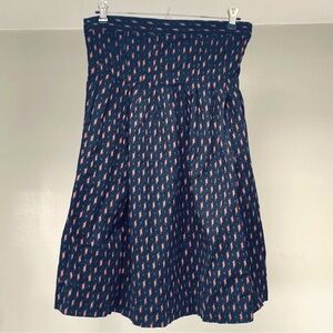 Free People strapless mini dress geometric print navy blue